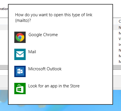 Change default mailto link in Windows 8