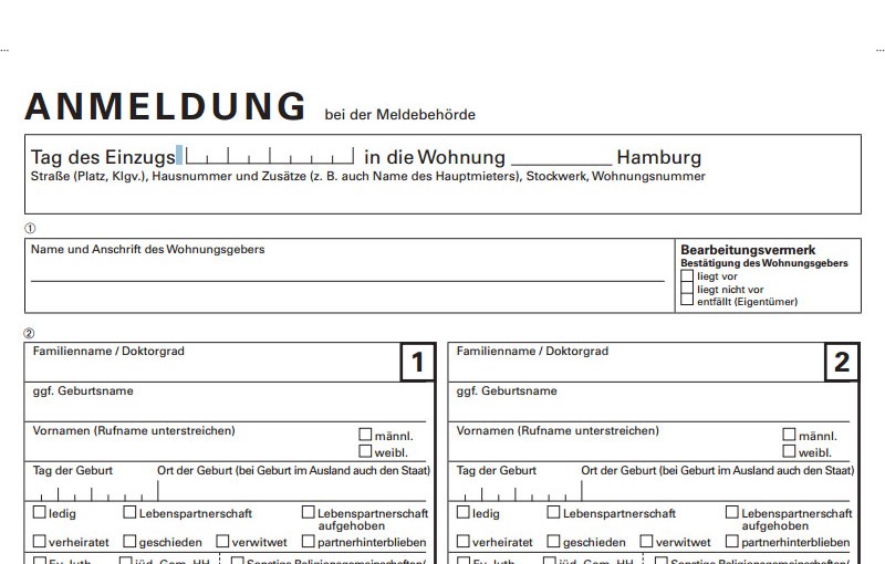 Registration of address (Anmeldung) for travelers in Germany